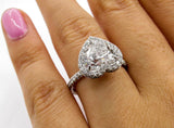 4Ct Heart Cut Diamond Hidden Halo Solitaire Engagement Ring 14K White Gold Over