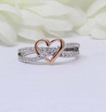 1.2ct Round Cut Diamond Engagement Ring Open Heart Infinity 14k Dual Gold Finish