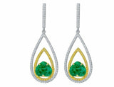 4Ct Heart Cut Green Emerald Party Tear Drop Earrings Women 14K White Gold Finish