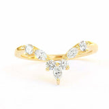 2ct Pear Cut Diamond Curved Chevron Crown Bridal Set Ring 14k Yellow Gold Finish