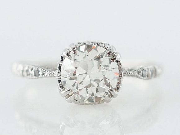 1.2ct Round Cut Diamond Engagement Ring Solitaire Vintage 14k White Gold Finish