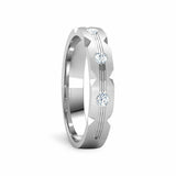 0.6ct Wedding Ring Band Round Cut Diamond Three Stone Line 14k White Gold Finish