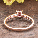 0.5ct Heart Cut Simulated Ruby Solitaire Engagement Ring 14k Rose Gold Plated