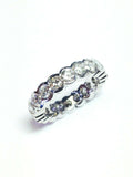 3Ct Round Cut VVS1 Diamond Bezel Set Eternity Wedding Band 14K White Gold Finish