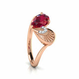 1Ct Pear Cut Pink Ruby Diamond Heart Shape Engagement Ring 14K Rose Gold Finish