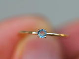 0.4ct Engagement Ring Round Cut London Blue Topaz Solitaire 14k Yellow Gold Over