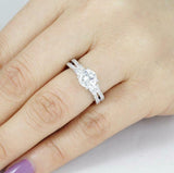 5ct Round Cut Diamond Split Shank Ring 3 Row Band Bridal Set 14k White Gold Over