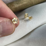 0.3ct Round Cut Moissanite Five Petal Flower Stud Earrings 14K YellowGold Plated