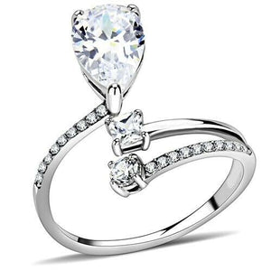 3Ct Pear Cut Diamond Unique Open Trilogy Engagement Ring 14K White Gold Finish