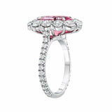 4Ct Oval Pink Sapphire Diamond Halo Cocktail Engagement Ring 14K White Gold Over