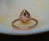 1ct Engagement Ring Pear Cut Diamond Round Accent Halo 14k Rose Gold Finish