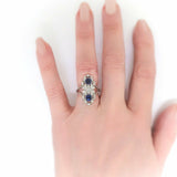 4ct Round Cut Diamond Sapphire Art Deco Engagement Ring 14k White Gold Finish