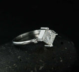 Solitaire Round Accents Engagement Ring 1ct Princess Diamond 14k White Gold Over