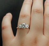 Solitaire Cluster Engagement Ring 2ct Round Cut Diamond 14k White Gold Finish