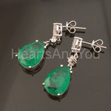 2ct Pear Cut Simulated Green Emerald Partwear Drop Earrings 14k WhiteGold Plated