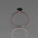 1.25ct Oval Black Diamond Engagement Ring Accents Solitaire 14k Rose Gold Finish