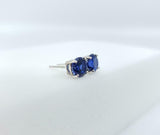 1.4ct Stud Earrings Round Cut Blue Sapphire Solitaire Women 14k WhiteGold Finish