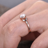 1ct Round Cut Diamond Engagement Ring 14k Rose Gold Over Art Deco Floral Promise