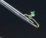 0.4ct Princess Cut Green Emerald Engagement Ring Minimalist 14k Yellow Gold Over