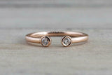 0.3ct Round Cut VVS1D Diamond Bezel Set Open Engagement Ring 14k Rose Gold Over