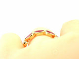 4Ct Oval Pink Ruby Milgrain Half Eternity Wedding Band 14K Yellow Gold Finish