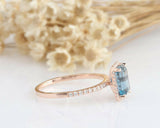 2ct Emerald Cut London Blue Topaz Engagement Ring Diamond Halo 14k RoseGold Over