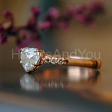 1ct Heart Simulated Diamond Solitaire with Accents Ring 14K Yellow Gold Plated