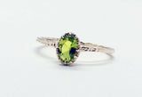 1ct Engagement Ring Oval Cut Green Peridot Crown Solitaire 14k White Gold Finish