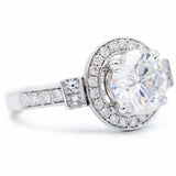 2.75ct Round Cut Diamond Engagement Ring Halo Round Accent 14k White Gold Finish