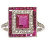 1.8ct Princess Cut Pink Ruby Engagement Ring Double Halo 14k White Gold Finish