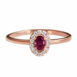 1.2ct Oval Cut Pink Ruby Engagement Ring Halo Minimalist 14k Rose Gold Finish