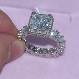 6Ct Princess Cut Diamond Cocktail Eternity Engagement Ring 14K White Gold Finish