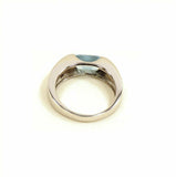 0.3ct Emerald Cut Blue Aquamarine Engagement Ring Solitaire 14k WhiteGold Finish