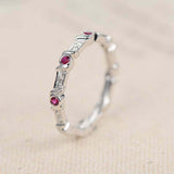 1.5ct Round Cut Pink Ruby Wedding Band Full Eternity 14k White Gold Finish