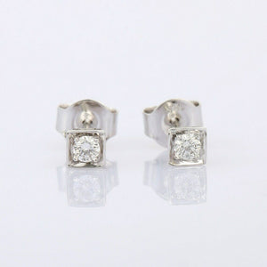 0.23ct Stud Earrings Round Cut Diamond Solitaire Design 14k White Gold Finish