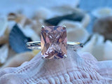 2.5ct Engagement Ring Radiant Cut Pink Sapphire Solitaire 14k White Gold Finish