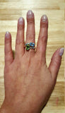 1.7ct Engagement Ring Oval Cut Green Peridot Two Stone Bypass 14k WhiteGold Over