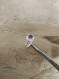 1.7ct Engagement Ring Round Cut Purple Amethyst Dual Halo 14k White Gold Finish