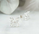 4ct Heart Cut VVS1 Diamond Flower Clover Stud Earrings 14k White Gold Finish