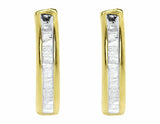 0.25ct Baguette Cut VVS1 Diamond Channel Set Hoop Earrings 14k YellowGold Finish