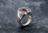 2.3ct Engagement Ring Round Cut Pink Ruby Horse Shoe 14k White Gold Finish