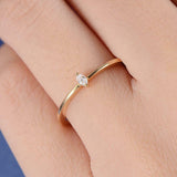 0.3ct Marquise Cut Diamond Engagement Ring Minimalist Petite 14k YellowGold Over