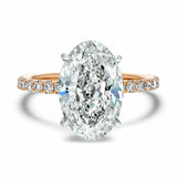 2.6ct Engagement Ring Oval Cut Diamond Solitaire with Accent 14k RoseGold Finish