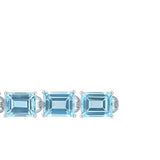 12Ct Emerald Cut Blue Aquamarine Exquisite Tennis Bracelet 14K White Gold Finish