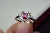 1ct Engagement Ring Oval Cut Pink Ruby Bypass Style Heart 14k White Gold Finish