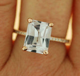 3ct Engagement Ring Emerald Cut Diamond Hidden Dual Halo 14k Rose Gold Finish