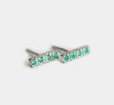 0.5ct Round Cut Green Emerald Vertical Bar Stud Earrings 14k White Gold Finish