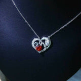 2Ct Heart Cut Red Garnet Diamond Floral Pendant 14K White Gold Finish WITH CHAIN