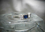 1.2ct Cushion Blue Sapphire 5 Stone Stackable Wedding Band 14k White Gold Finish