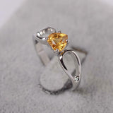 1ct Engagement Ring Heart Cut Yellow Citrine Split Shank 14k White Gold Finish